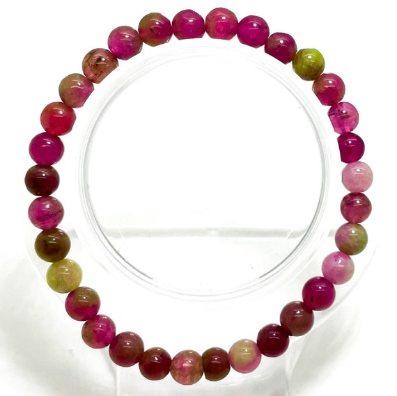 Agate Bracelet, Multi-Color Rainbow 6mm Agate 6mm 8mm Smooth Polished Round Beads Stretch Handmade Bracelet - PGB30