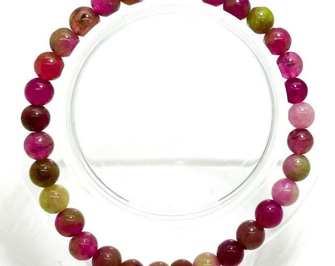 Agate Bracelet, Multi-Color Rainbow 6mm Agate 6mm 8mm Smooth Polished Round Beads Stretch Handmade Bracelet - PGB30