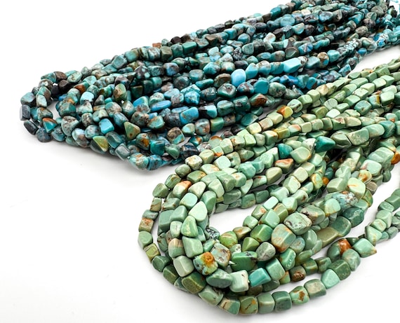 Natural Hubei Untreated Turquoise Nugget Beads 5mm, Blue or Green Turquoise Gemstone Beads, Genuine Organic Beads, Jewelry Making PGS424