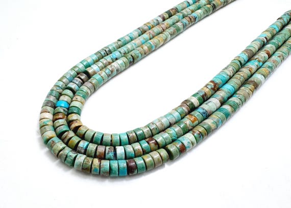 Hubei Turquoise Heishi Beads 2x4mm, Natural Green Turquoise Rondelle Disc Spacer Beads, 15.5” Strand Jewelry Making Supplies - PGS407