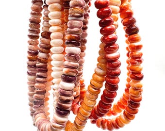 Genuine Natural Native America Purple Orange Spiny Oyster Shell Rondelle Disc Raw 6mm 8mm Beads - PG227