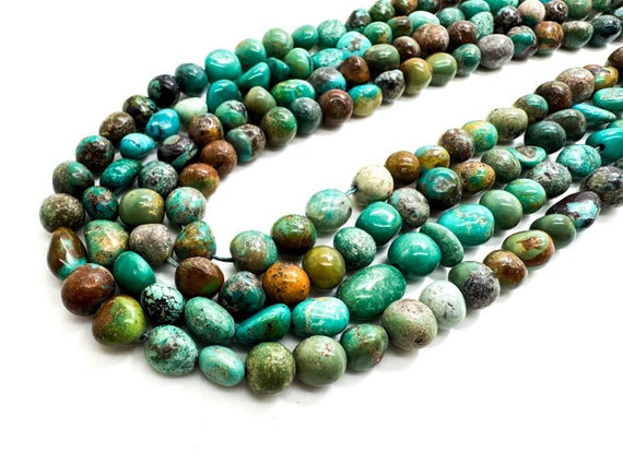 Genuine Blue Turquoise, Arizona Kingman Turquoise Smooth Polished Nugget Pebble Gemstone Beads - PGS299