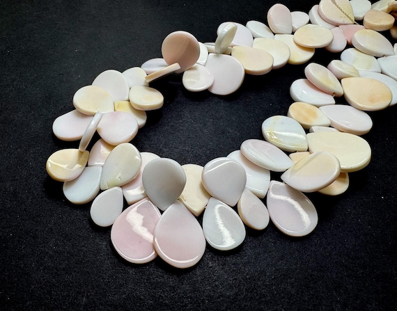 Queen Conch Shell Teardrop Beads – 15.5" Strand | Natural Light Pink Shell | Jewelry Making Supplies - QC19