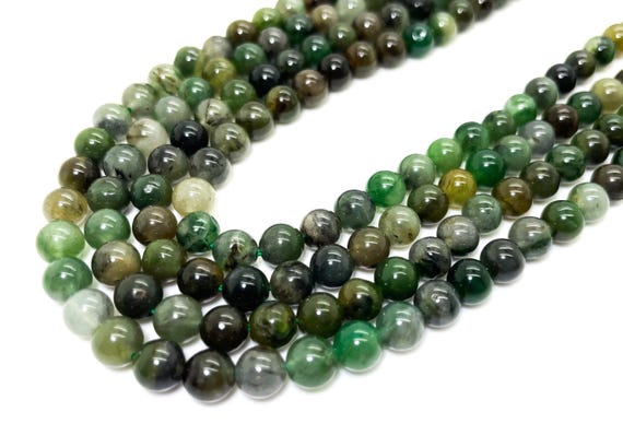 Real Genuine Natural Green Nephrite Smooth Polished 6mm Round Gemstone Beads - RN189