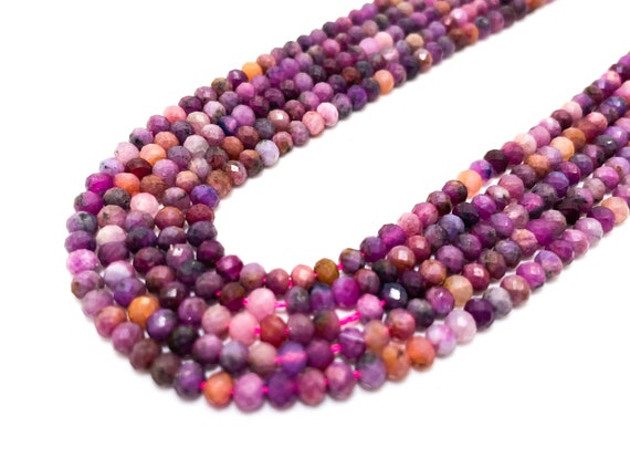 Natural Red Ruby Faceted Rondelle 3mm x 4mm Gemstone Beads - RDF111