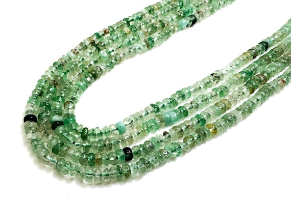 Natural Green Prehnite Rondelle Beads: Polished Gemstone, 2mm x 4mm Spacer Gemstone - RD39