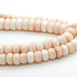 AAA Queen Conch, Natural Pink Queen Conch Shell Smooth Rondelle Gemstone Beads - (5mm x 8mm, 6mm x 10mm) - RD24