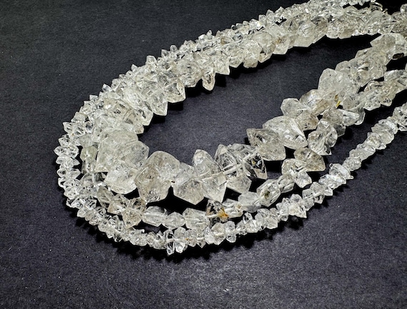 Raw Herkimer Diamond Quartz Beads: Natural Clear Crystal Nuggets Chips for Jewelry Making - PGS24C