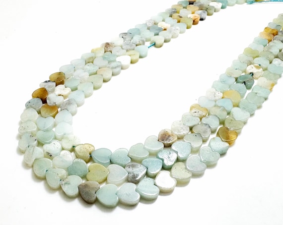 Natural Green Amazonite Heart Beads: 6mm 4mm Polished Gemstone for Jewelry Making PGS411