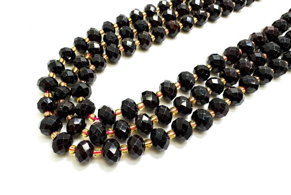Natural Red Garnet Faceted Rondelle 5mm x 8mm Gemstone Beads - PGS321