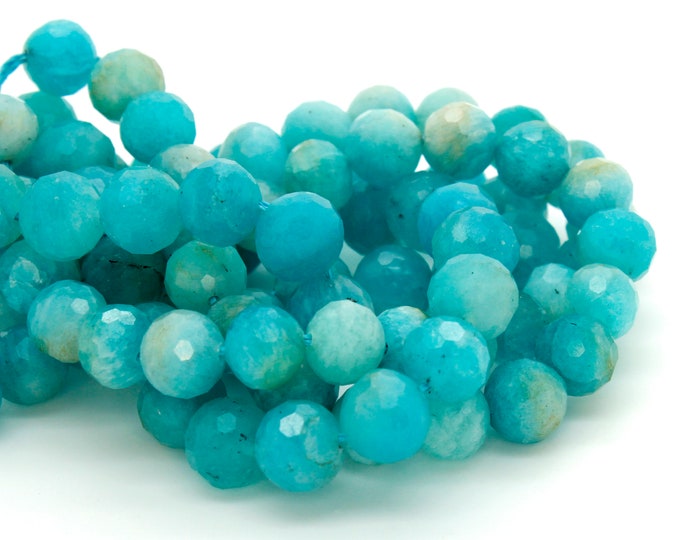 Natural Amazonite, Amazonite Faceted Sphere Ball Round Natural Gemstone Beads Stones - RNF78