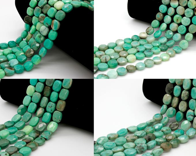 Natural Green Moss Opal Faceted Flat (Round, Square, Rectangle, Oval) Natural Gemstone Loose Beads