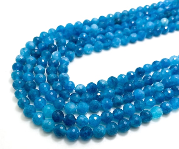Grade AAA Natural Apatite Faceted Round Sphere Ball 5mm 6mm 8mm Gemstone Beads - RNF58