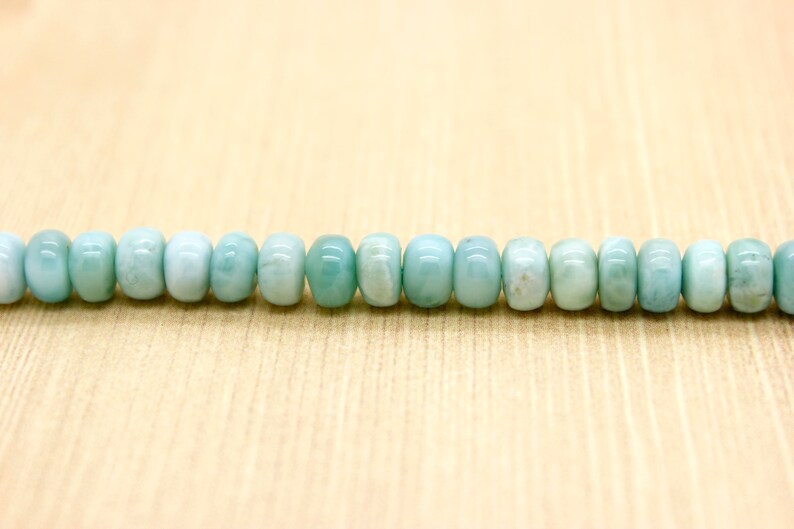 Grade AA High Quality Larimar Natural Smooth Gemstone Rondelle Beads 5mm x 8mm Full Strand