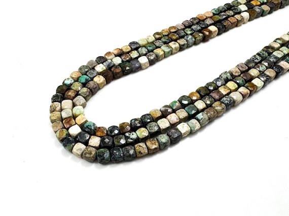Natural Turquoise Beads, Genuine Turquoise Faceted Cube Square 4mm x 4mm x 4mm Gemstone Beads - PGS297