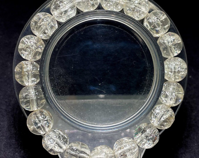 Crackle Quartz Handmade Cracked Crystal 8mm 10mm Polished Smooth Gemstone Bracelet (Transparent Clear) - PGB239S