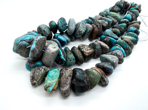 Gigantic Hubei Turquoise Nugget Beads • Genuine 17mm-30mm Statement Slabs • Deep Teal & Forest Green Spiderweb Gemstone for Artisan Supply