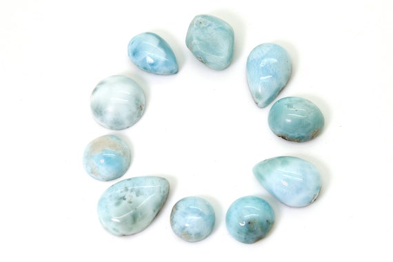 Natural Larimar Cabochon - 10 pcs Chips Rock Stone Gemstone Variety Tear Drop Shape Beads for Ring Necklace Pendant Jewelry Making - PGL51