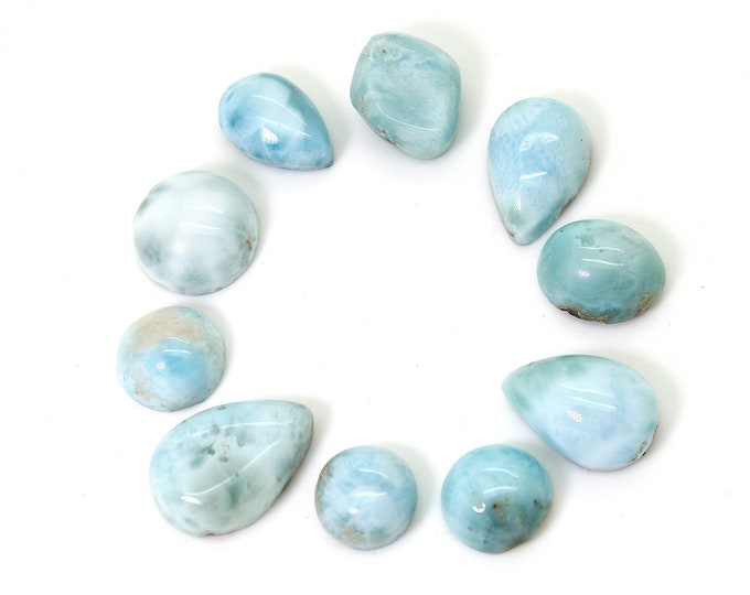 Natural Larimar Cabochon - 10 pcs Chips Rock Stone Gemstone Variety Tear Drop Shape Beads for Ring Necklace Pendant Jewelry Making - PGL51