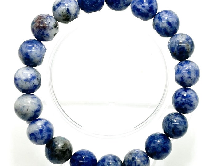 Natural Sodalite Smooth Round Gemstone 6mm 8mm 10mm Beads Stretch Elastic Cord Handmade Beaded Bracelet - PGB74