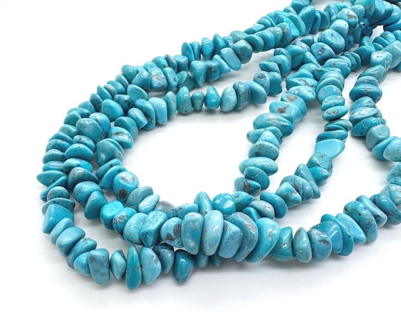 Natural Kingman Turquoise Tumbled Nugget Assorted Size Beads Genuine Arizona Sky Blue Gemstone Polished Strand Premium Jewelry Supply PGS372