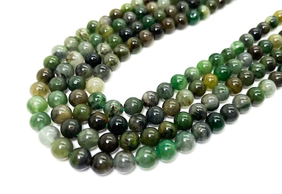 Real Genuine Natural Green Nephrite Smooth Polished 6mm Round Gemstone Beads - RN189