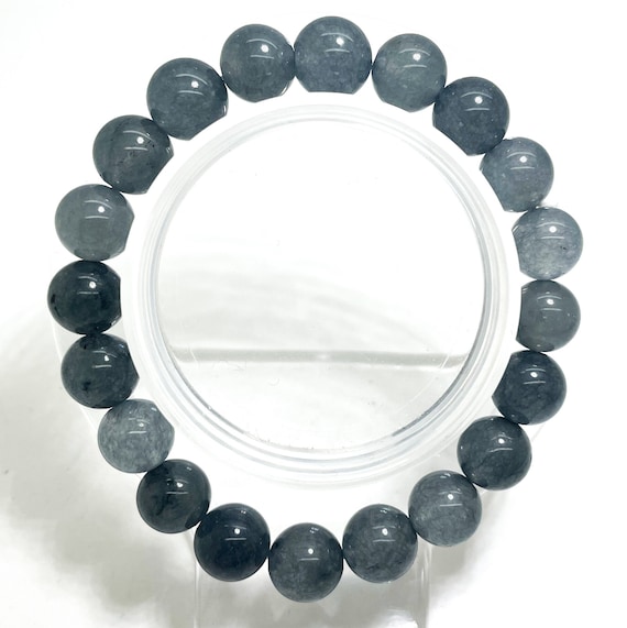 Gray Chalcedony Polished Smooth Round 6mm 8mm 10mm Gemstone Beads Stretch Elastic Handmade Bracelet - PGB183