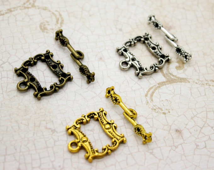 Bulk 15pcs 17mm x 19mm Rectangle Shape Antiqued Toggle Clasps, Jump Ring, Necklace Clasp, Bracelet Clasp, Connectors, Jewelry Supplies