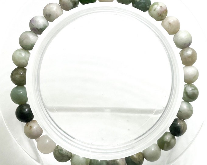 Tree Agate Polished Smooth Round 6mm Gemstone Beads Stretch Elastic Cord Handmade Beaded Bracelet Accessories - PGB231