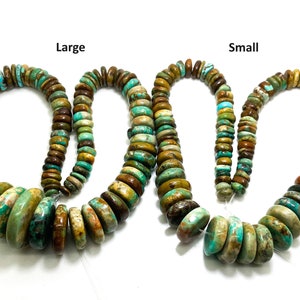Natural Turquoise Beads, Polished Smooth Rondelle Flat Nugget Chip Turquoise Beads Assorted Size PGS86 image 4
