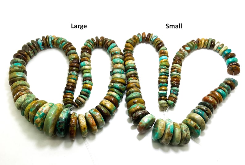 Natural Turquoise Beads, Polished Smooth Rondelle Flat Nugget Chip Turquoise Beads Assorted Size PGS86 image 4