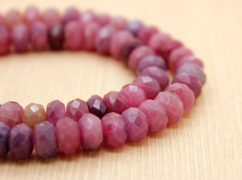 Genuine Red Ruby, AAA Red Ruby Natural Faceted Rondelle Loose Beads Gemstone PG70 image 1