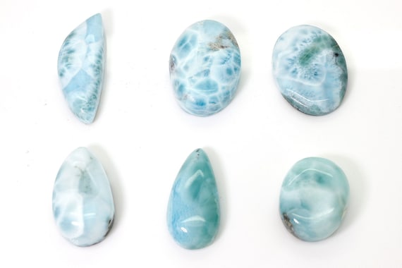 Natural Dominican Larimar Cabochon Chips Rock Stone Gemstone Variety Shape Flat Drop Pear Oval Beads for Pendant - PGL68