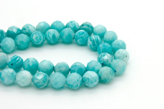 Faceted Amazonite Gemstone Beads: Round Green Stone Beads (4mm 5mm)
