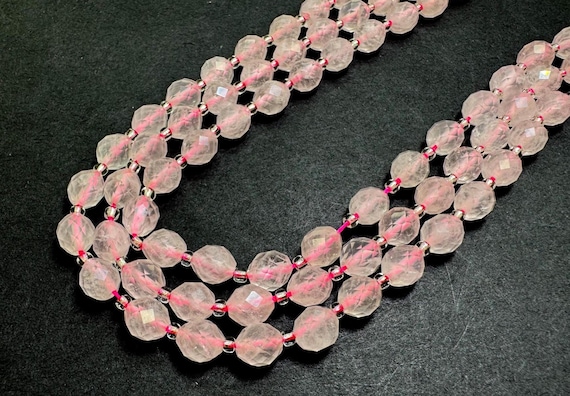 Faceted Rose Quartz Oval Beads 6x8mm | Natural Pink Quartz Gemstone Strand 14.5” | Love Stone Beads for Jewelry Making - PGS323