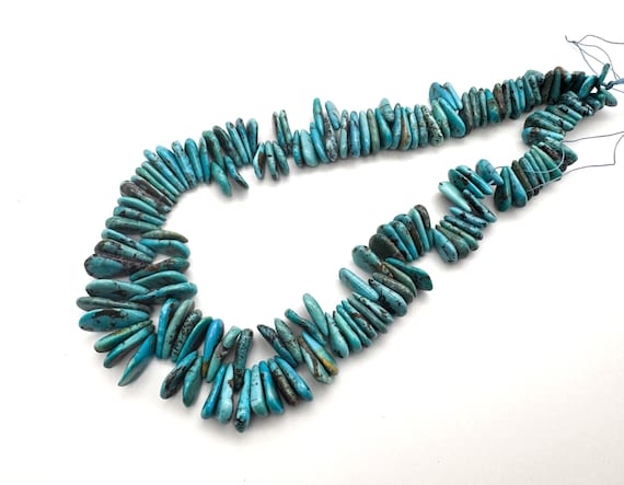 Natural Arizona Turquoise Flat Tab Beads Genuine Untreated Arizona Sky Blue Graduated Tapered Slab Southwestern Jewelry Supply PGS370-18