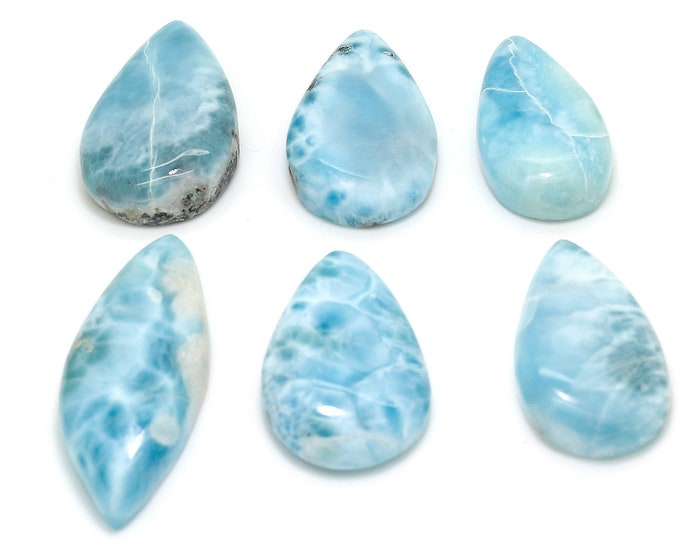 Natural Dominican Larimar Cabochon - Chips Rock Smooth Stone Gemstone Pear Tear Oval Round Beads for Ring Necklace Pendant Jewelry - PGL92