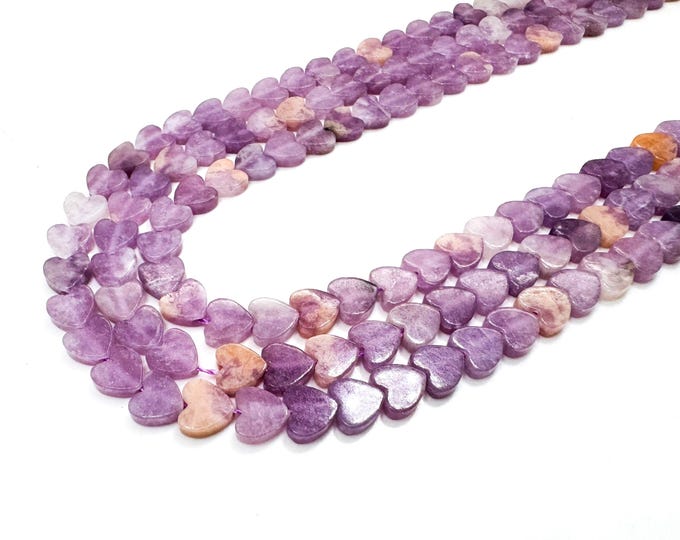 Amethyst Heart Beads: 6mm Natural Purple Gemstone, Stone of Peace