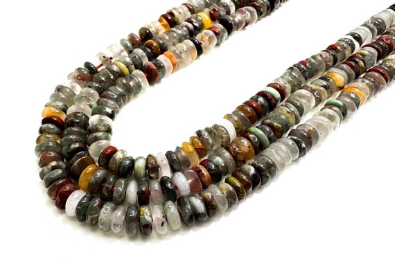 Natural Bloodstone Beads: Polished Rondelle Smooth Gemstone Beads for Jewelry Making - RD40