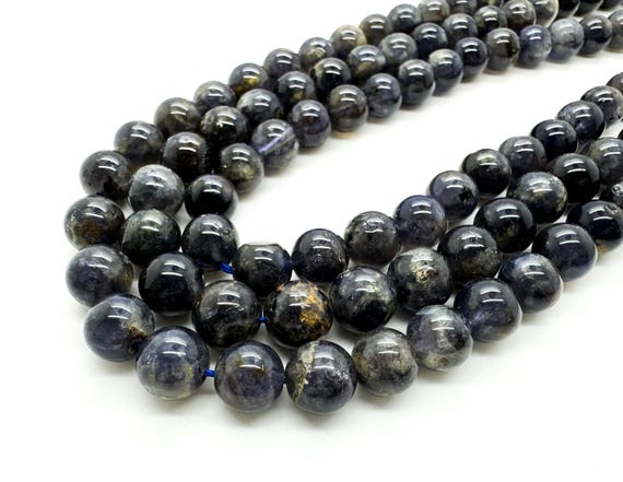 Iolite Gemstone Beads, Natural Iolite Polished Smooth Round Sphere Ball Gemstone Beads - RN105