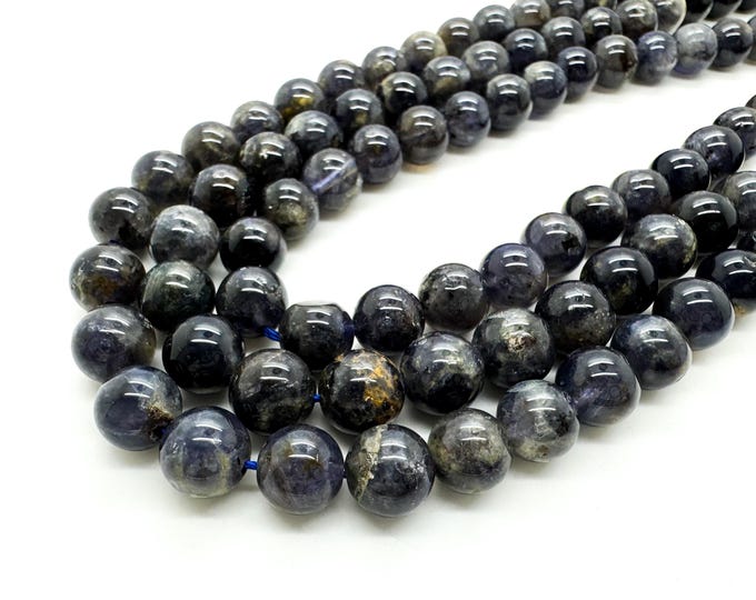 Iolite Gemstone Beads, Natural Iolite Polished Smooth Round Sphere Ball Gemstone Beads - RN105