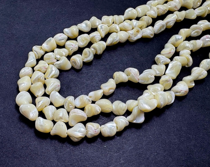 AAA Irregular Nugget Pebble Mother of Pearl MOP Shell Beads – Natural Iridescent White Tones Beads - PG322E