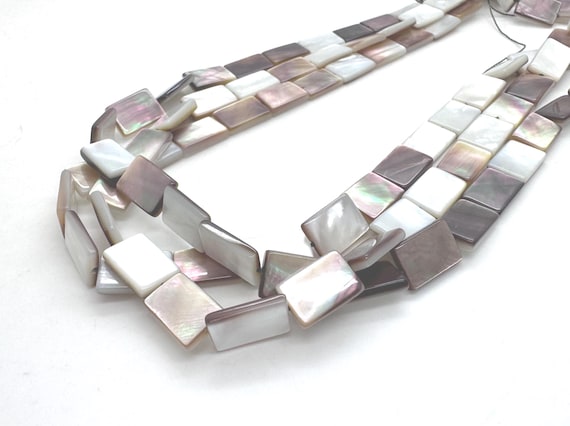 Natural Mother of Pearl 9x13mm Rectangle Beads Genuine MOP Flat Tab Iridescent White Coffee Brown Shell Gemstone Nautical Jewelry Supply