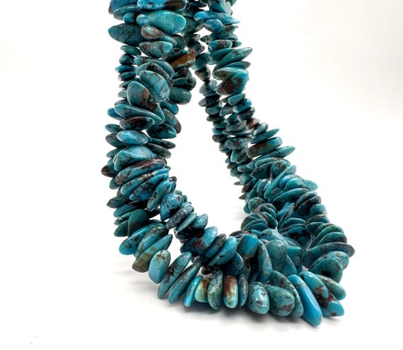 Natural Genuine Arizona Blue Kingman Turquoise Nugget Beads Polished Pebble Flat Stick Nugget Untreated Gemstone for Jewelry Making PGS372-3