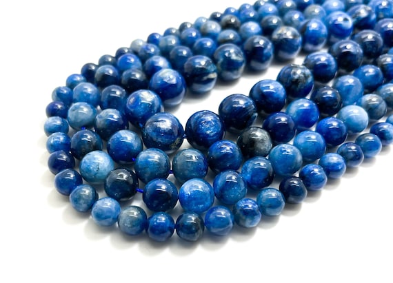 Natural Kyanite Beads, High Quality Blue Kyanite Smooth Polish Round Ball Sphere Gemstone Beads - PG37