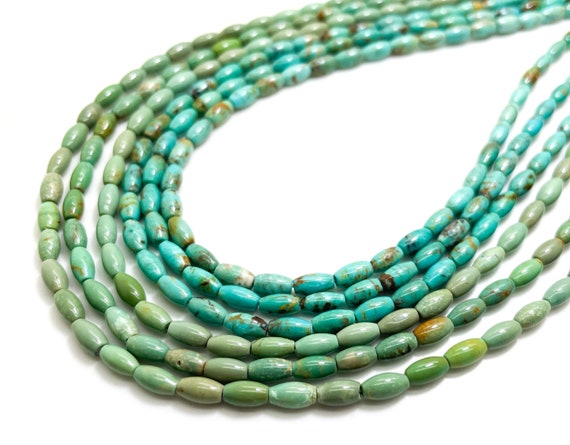 Genuine Natural Arizona Turquoise Polished Smooth Stick Bricks Chip Cylinder Barrel Gemstone Beads (Assorted Size) - PGS287