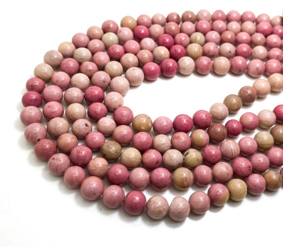 Natural Pink Rhodonite High Quality Smooth Polisehd Round Gemstone Beads (4mm 6mm 8mm 10mm) - PG288