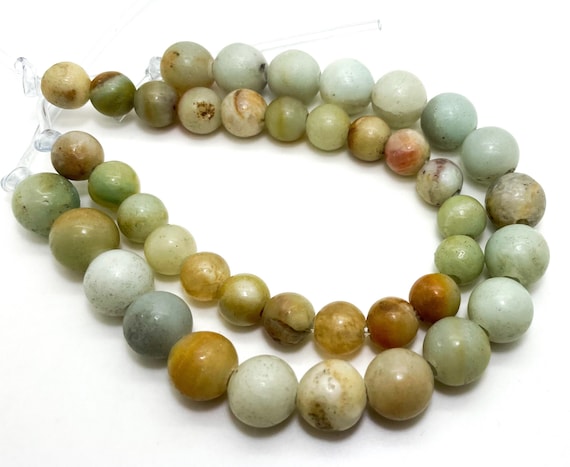 Amazonite Smooth Round Gemstone 8mm 10mm Beads (8" strand - 2.5 mm hole) - 8RN17