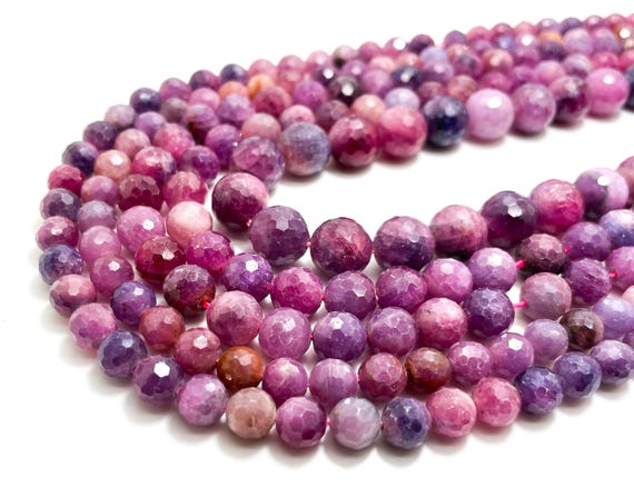 Genuine Red Ruby Beads, Natural Ruby AAA Faceted Round Gemstone Beads (5mm 6mm 8mm 10mm) - PG56A
