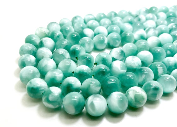 Green Moonstone Beads, Natural Green Polished Smooth Round Moonstone Gemstone Beads - RN171